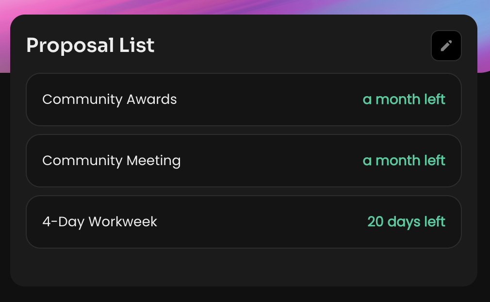 Proposal List widget