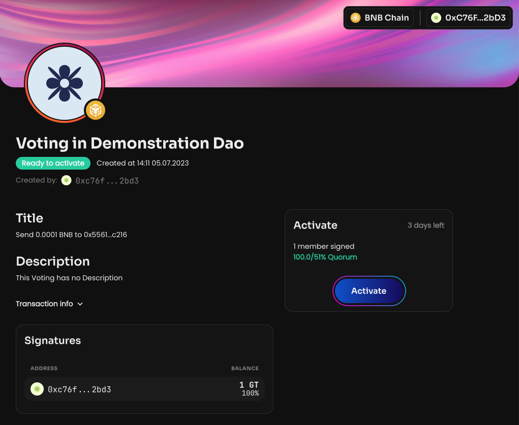 Click Create voting to create a vote to send the coin. Once the voting is activated, the coin…