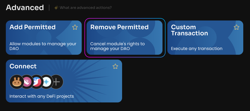 Click Remove Permitted on the Manage page of your DAO