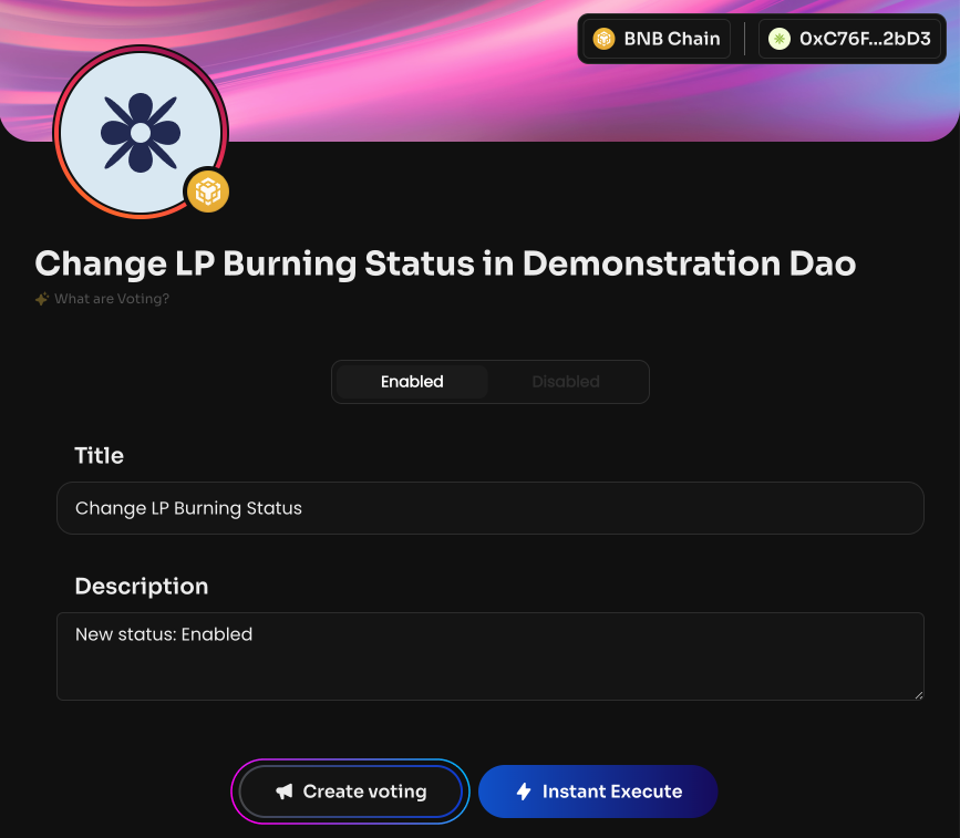 Vote to enable LP Burning