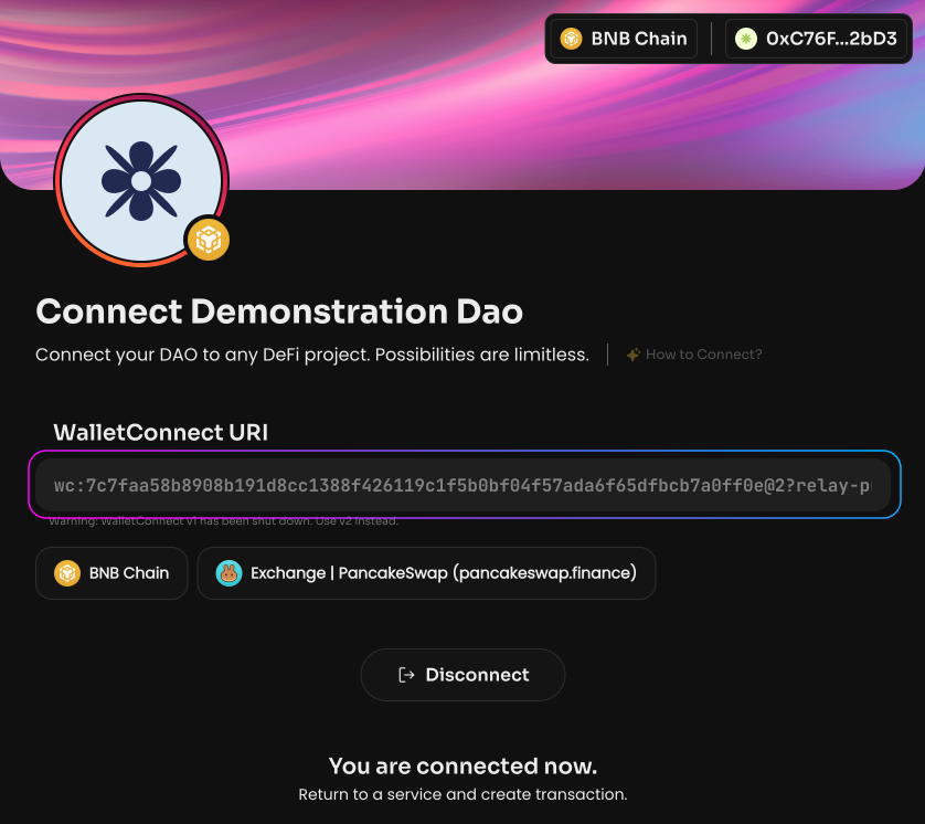 Вернитесь на xdao.app и вставьте URI в специальное поле