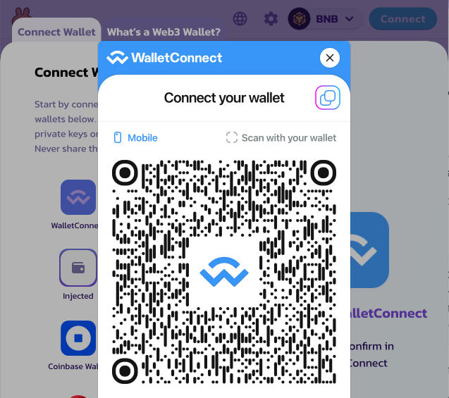 Под QR кодом скопируйте URI, нажав на Copy to clipboard