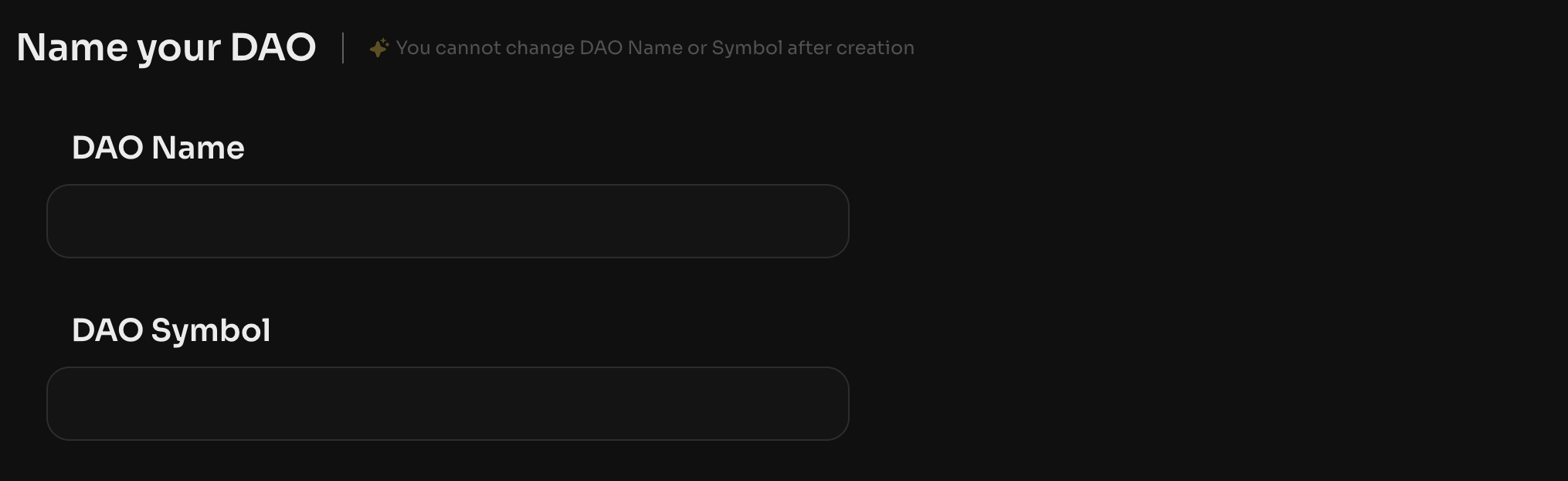 Enter the name of the DAO and the DAO token symbol, which are actually the governance token — GT