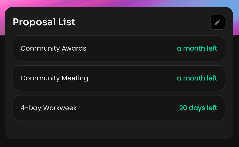 Виджет Proposal List