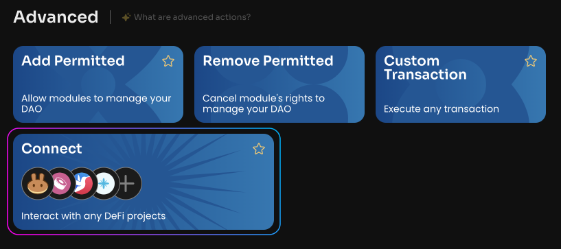 Нажмите Connect на странице Manage в своей DAO