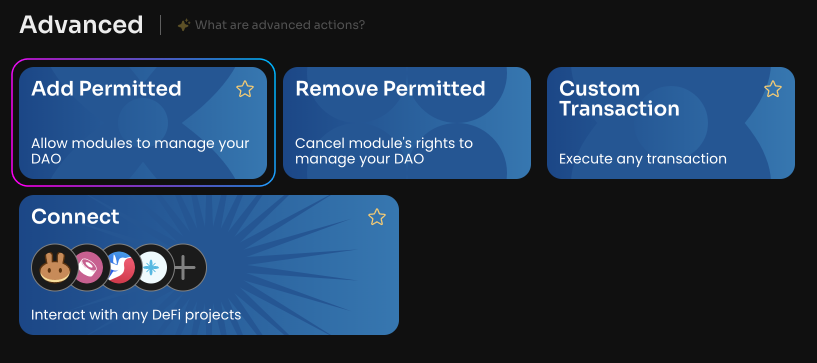 Нажмите Add Permitted на странице Manage в своей DAO